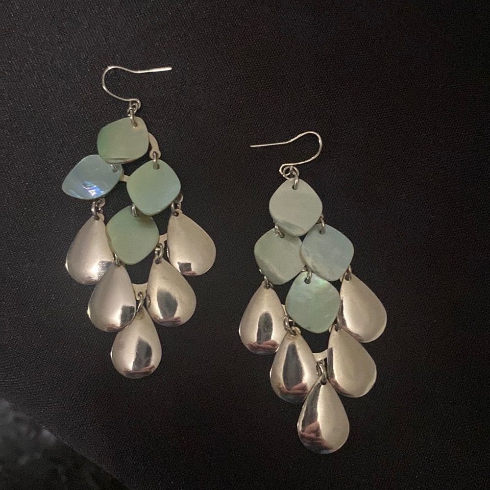 Silver and Shell Drip Earrings